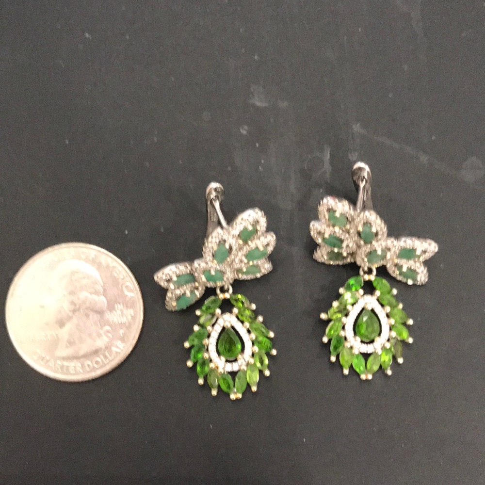 Real Emerald & Chrome Diopside Earrings